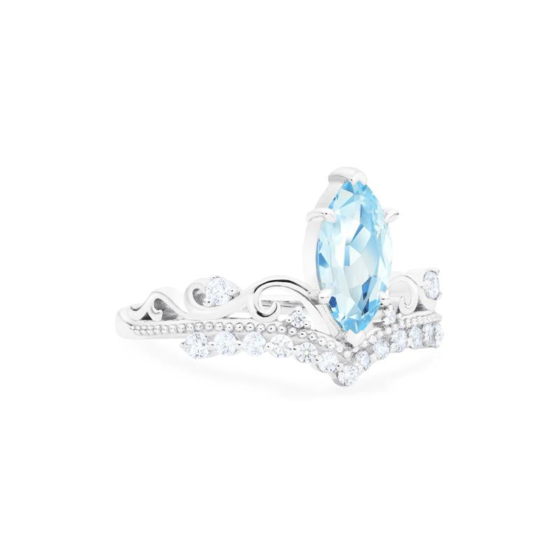 [Windsor] Heirloom Crown Marquise Cut Ring in Aquamarine