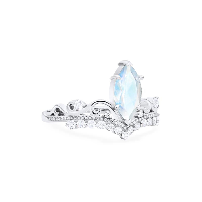 [Windsor] Heirloom Crown Marquise Cut Ring in Moonstone