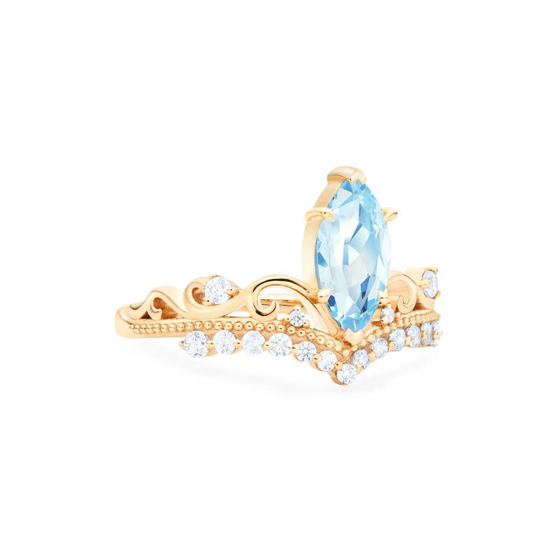 [Windsor] Heirloom Crown Marquise Cut Ring in Aquamarine