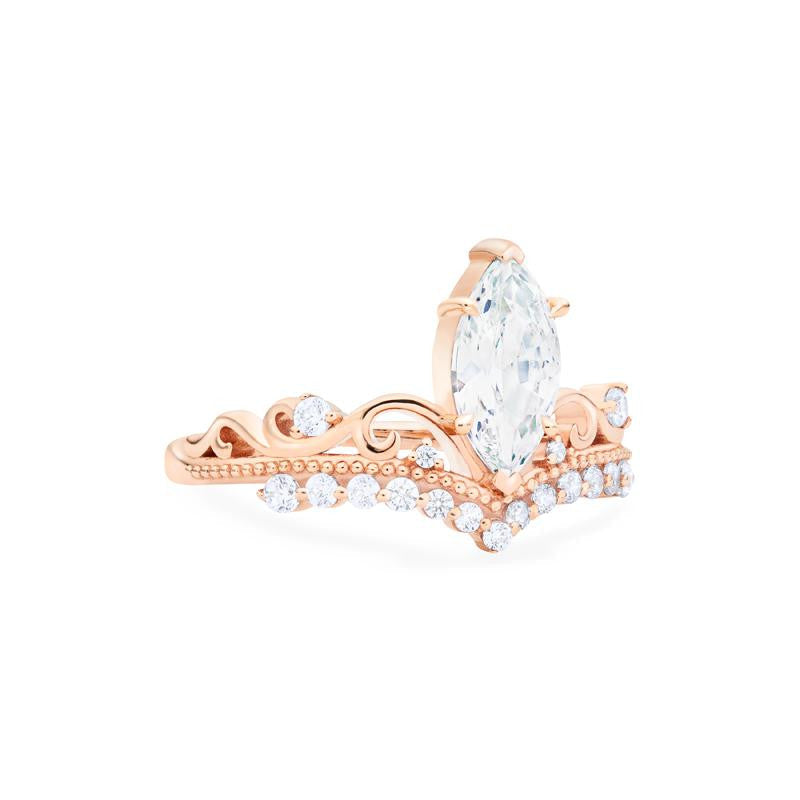 [Windsor] Vintage Crown Marquise Engagement Ring in Diamond / Moissanite