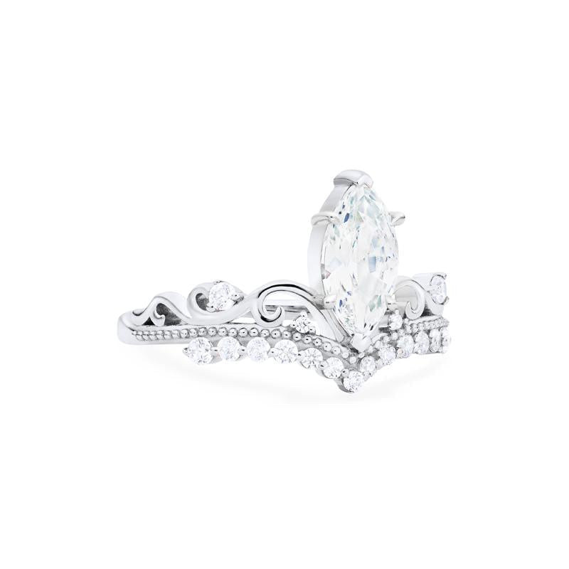 [Windsor] Vintage Crown Marquise Engagement Ring in Diamond / Moissanite