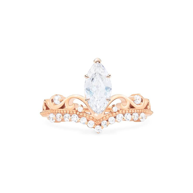 [Windsor] Vintage Crown Marquise Engagement Ring in Diamond / Moissanite