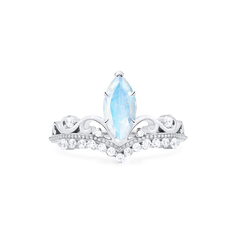 [Windsor] Heirloom Crown Marquise Cut Ring in Moonstone