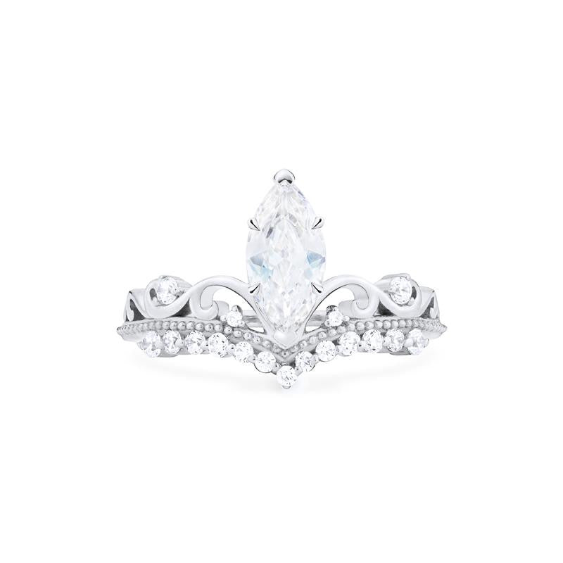[Windsor] Vintage Crown Marquise Engagement Ring in Diamond / Moissanite