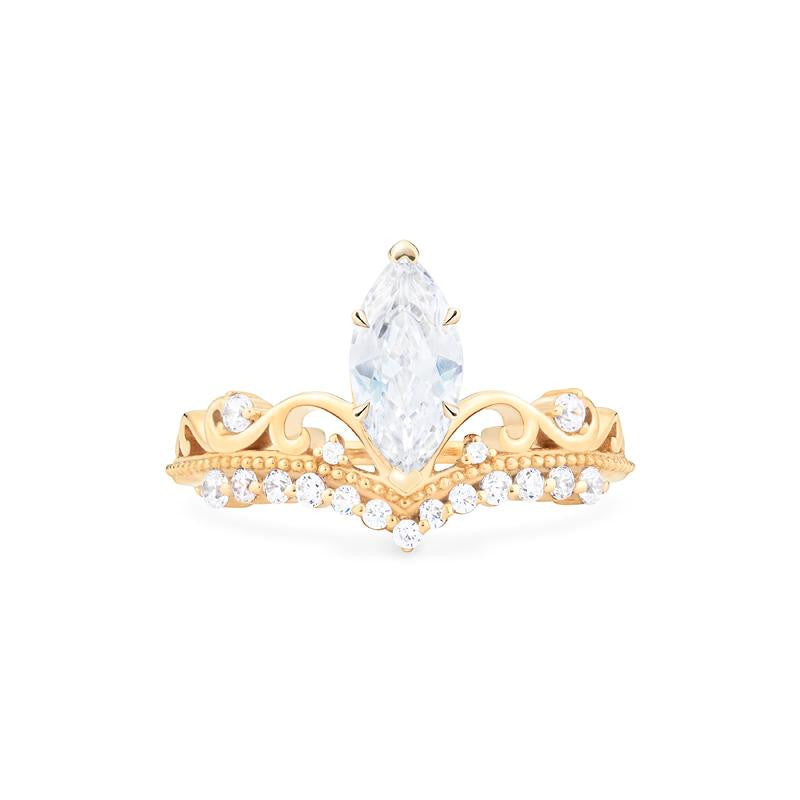 [Windsor] Vintage Crown Marquise Engagement Ring in Diamond / Moissanite