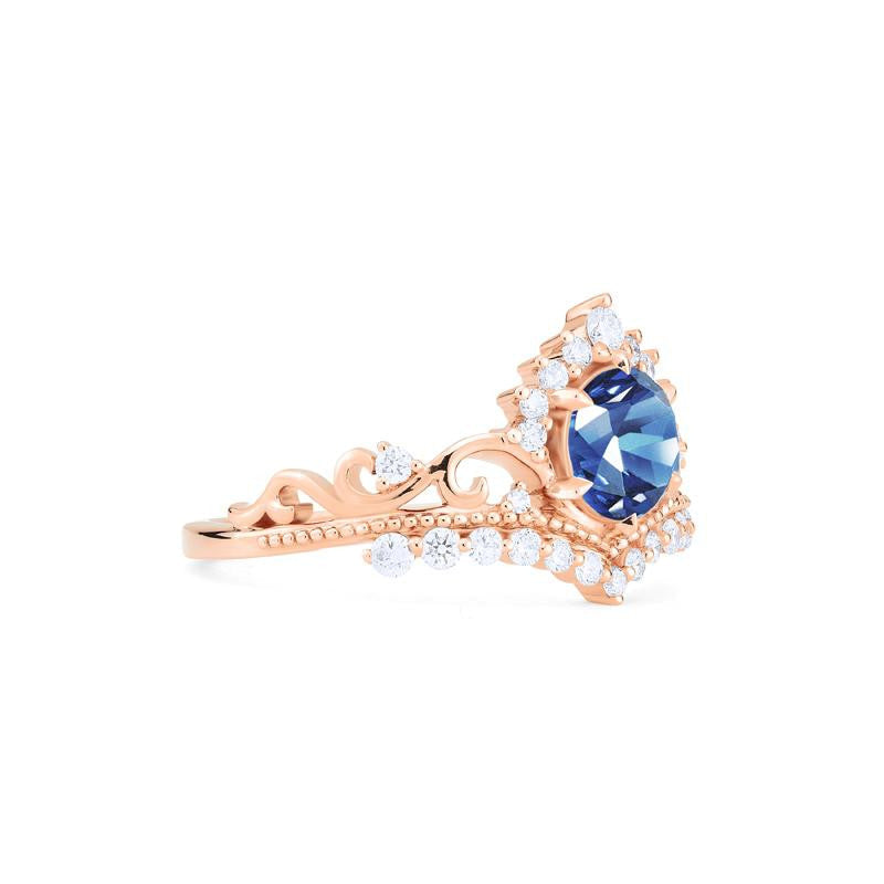 [Theia] Heirloom Crown Engagement Ring in Lab Blue Sapphire