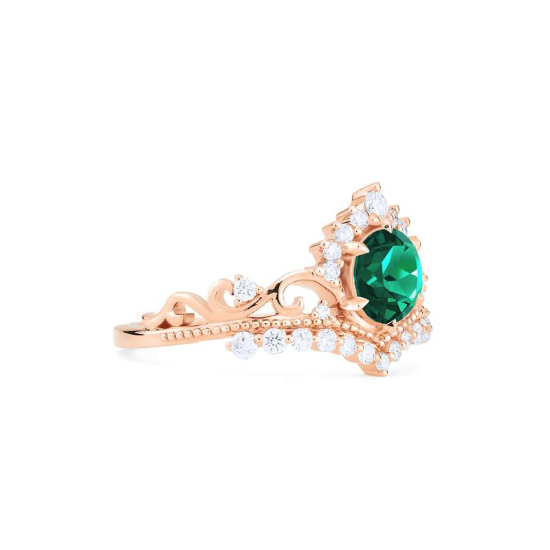 [Theia] Heirloom Crown Engagement Ring in Lab Emerald