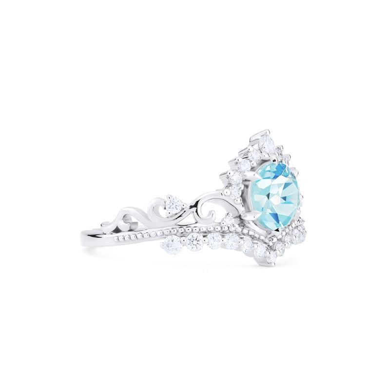 [Theia] Heirloom Crown Engagement Ring in Aquamarine