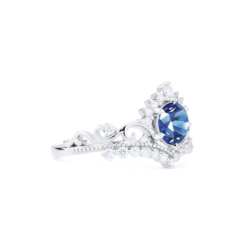 [Theia] Heirloom Crown Engagement Ring in Lab Blue Sapphire