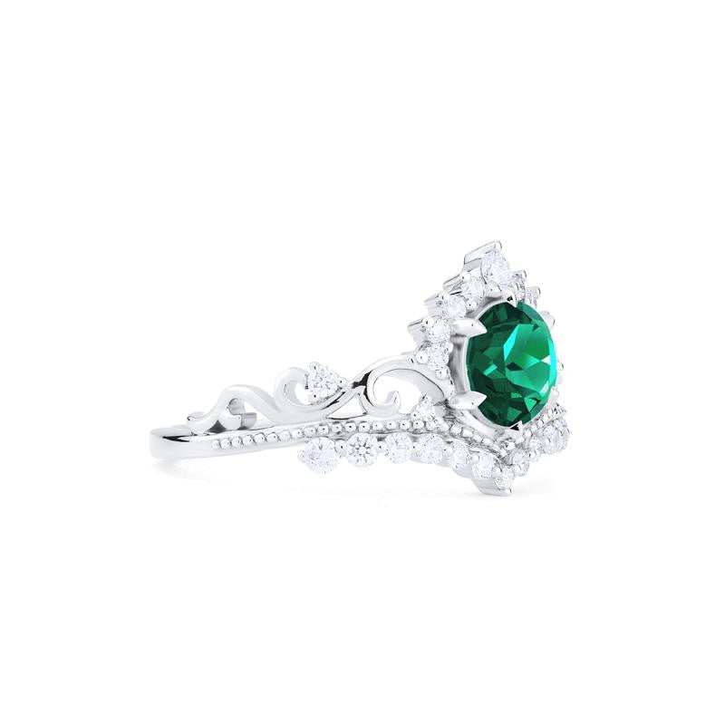 [Theia] Heirloom Crown Engagement Ring in Lab Emerald