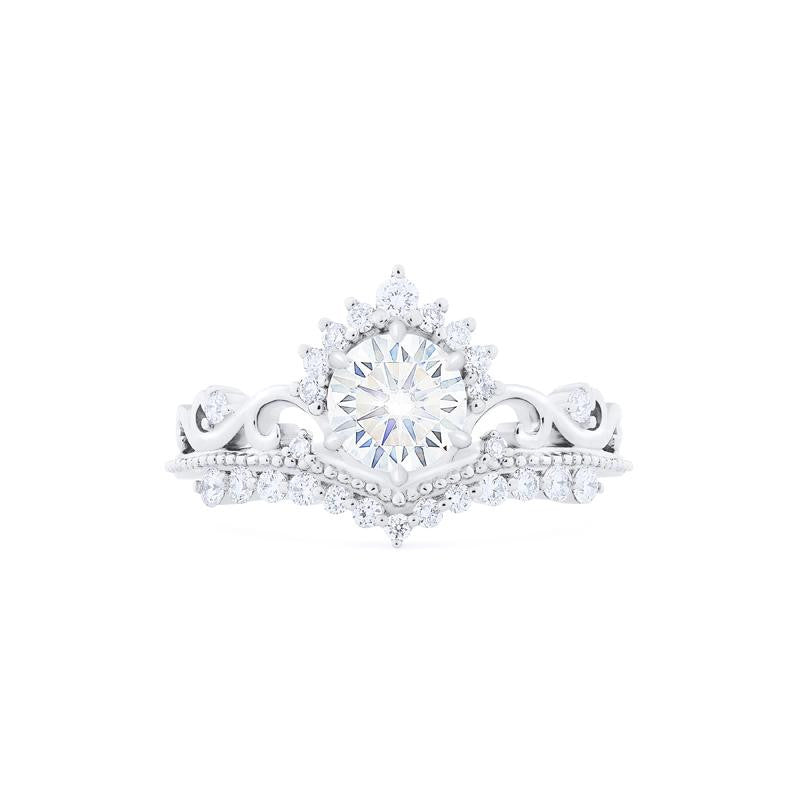 [Theia] Heirloom Crown Engagement Ring in Moissanite / Diamond