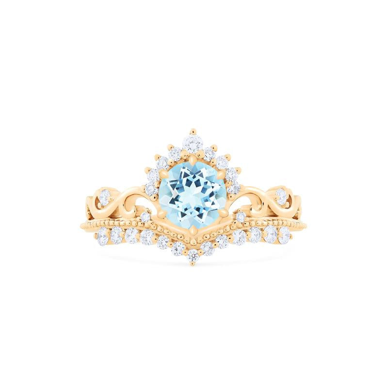 [Theia] Heirloom Crown Engagement Ring in Aquamarine
