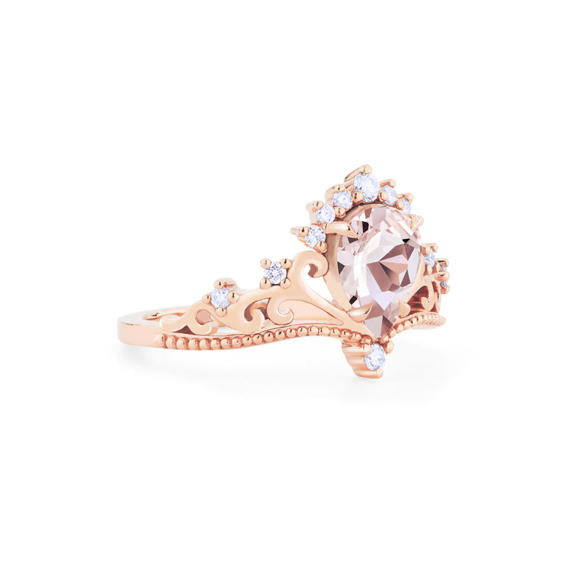 [Reinette] Empress Crown Pear Cut Ring in Morganite