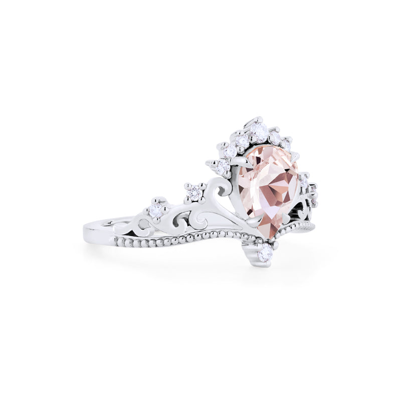 [Reinette] Empress Crown Pear Cut Ring in Morganite
