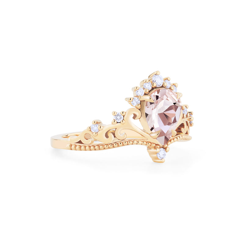 [Reinette] Empress Crown Pear Cut Ring in Morganite