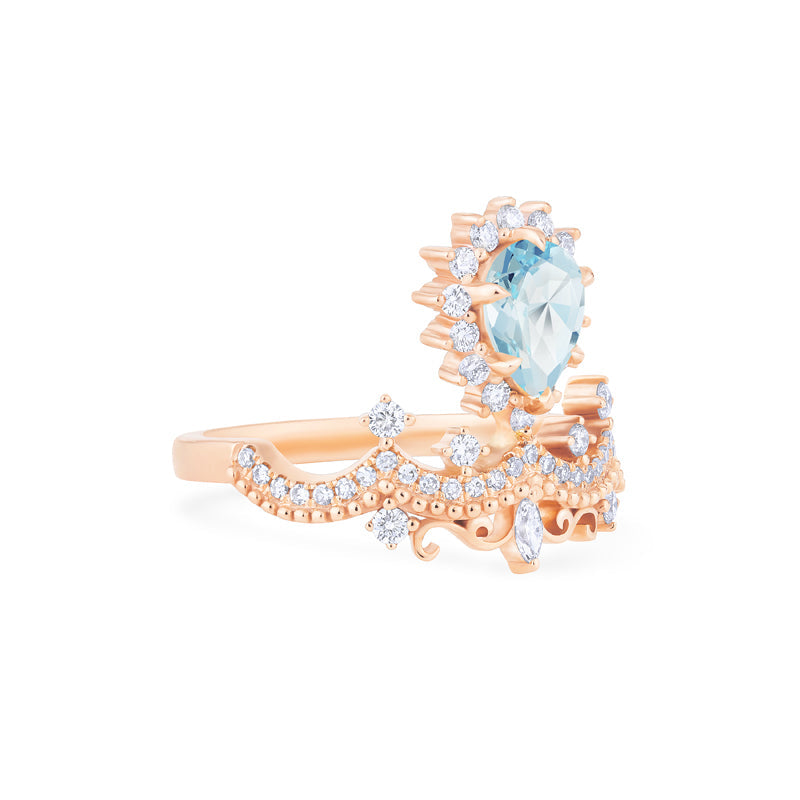 [Angelique] Venetian Crown Engagement Ring in Aquamarine