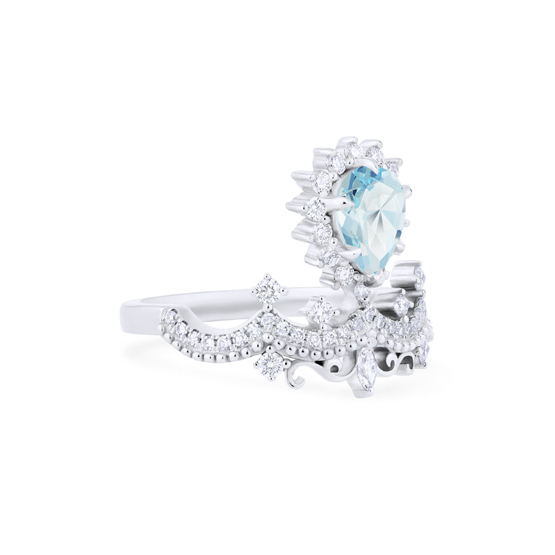 [Angelique] Venetian Crown Engagement Ring in Aquamarine