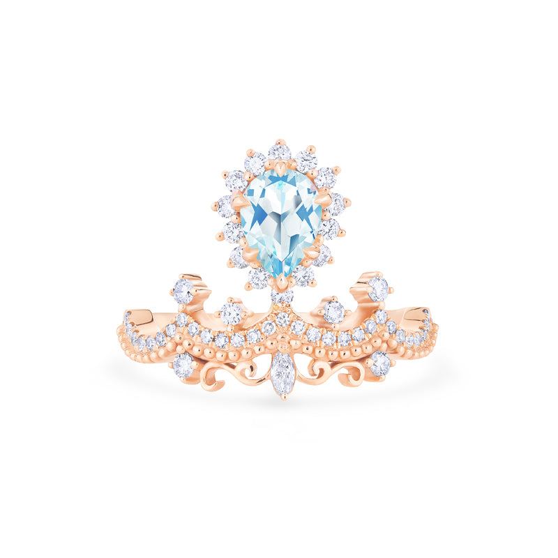 [Angelique] Venetian Crown Engagement Ring in Aquamarine