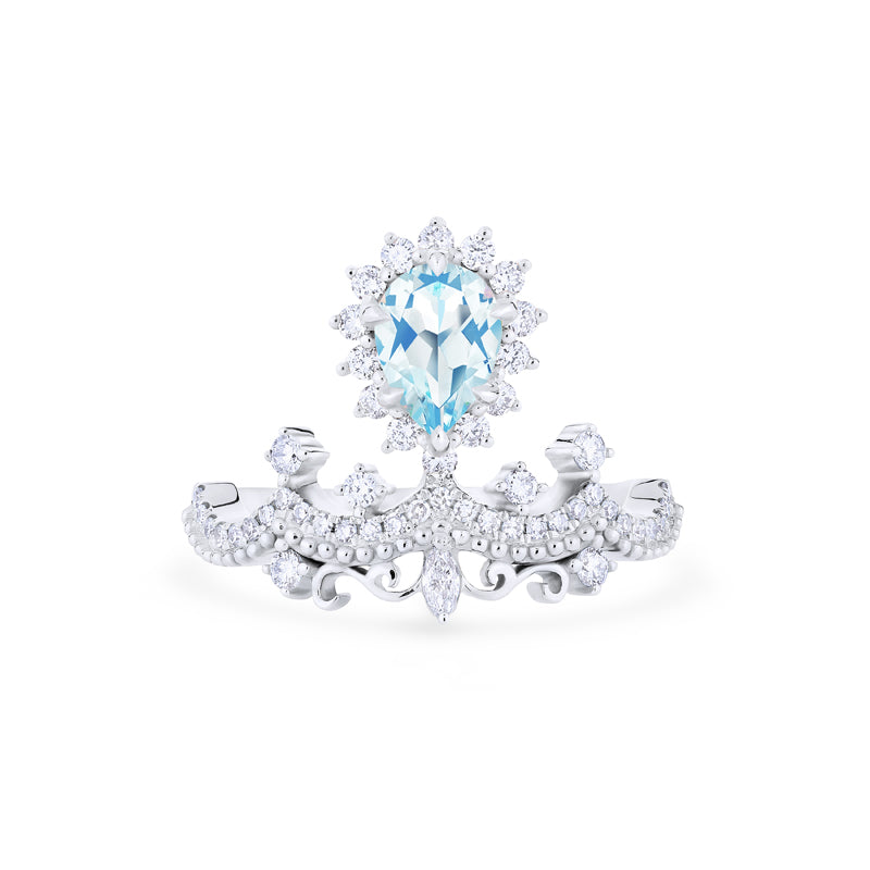 [Angelique] Venetian Crown Engagement Ring in Aquamarine