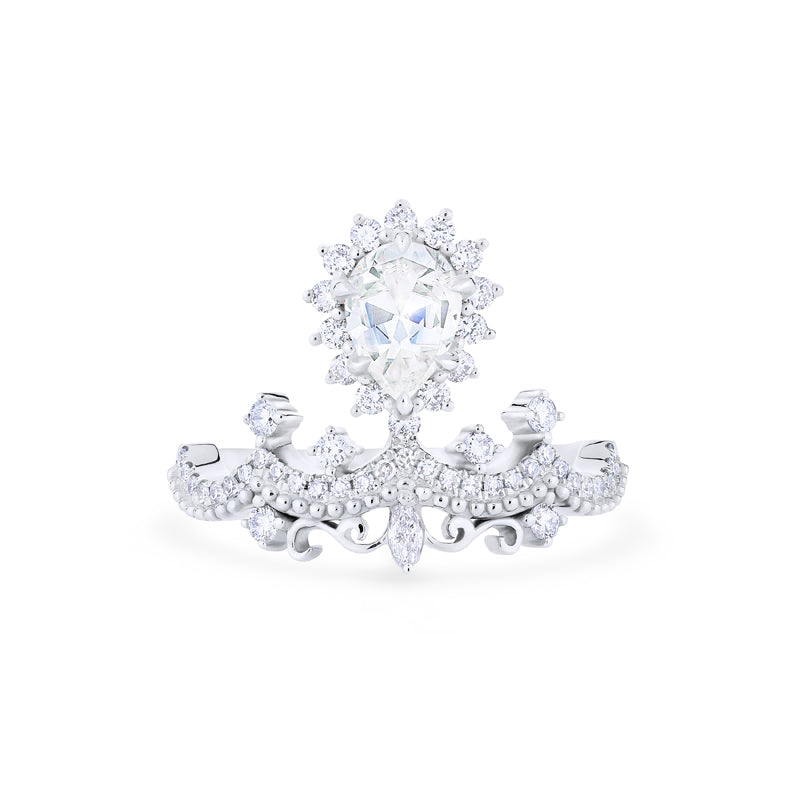 [Angelique] Venetian Crown Engagement Ring in Diamond / Moissanite