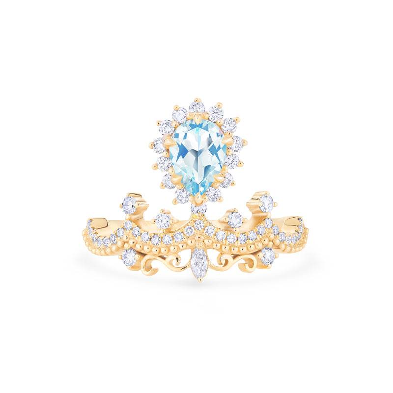 [Angelique] Venetian Crown Engagement Ring in Aquamarine