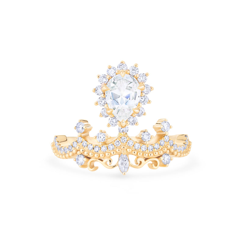 [Angelique] Venetian Crown Engagement Ring in Diamond / Moissanite