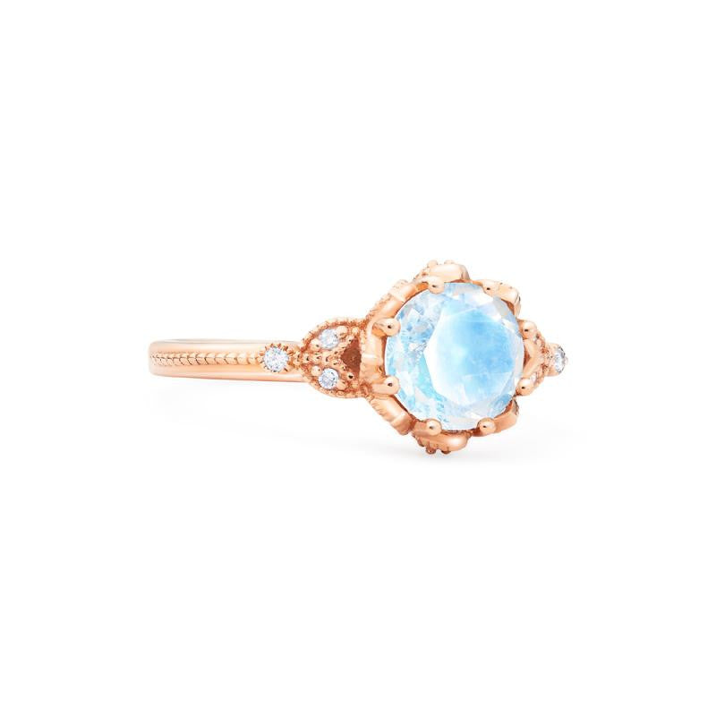 [Evanthe] Vintage Floral Engagement Ring in Moonstone
