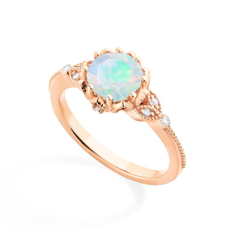 [Evanthe] Vintage Floral Engagement Ring in Opal