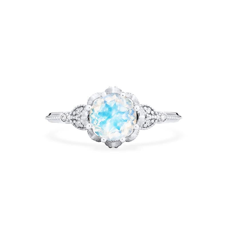 [Evanthe] Vintage Floral Engagement Ring in Moonstone