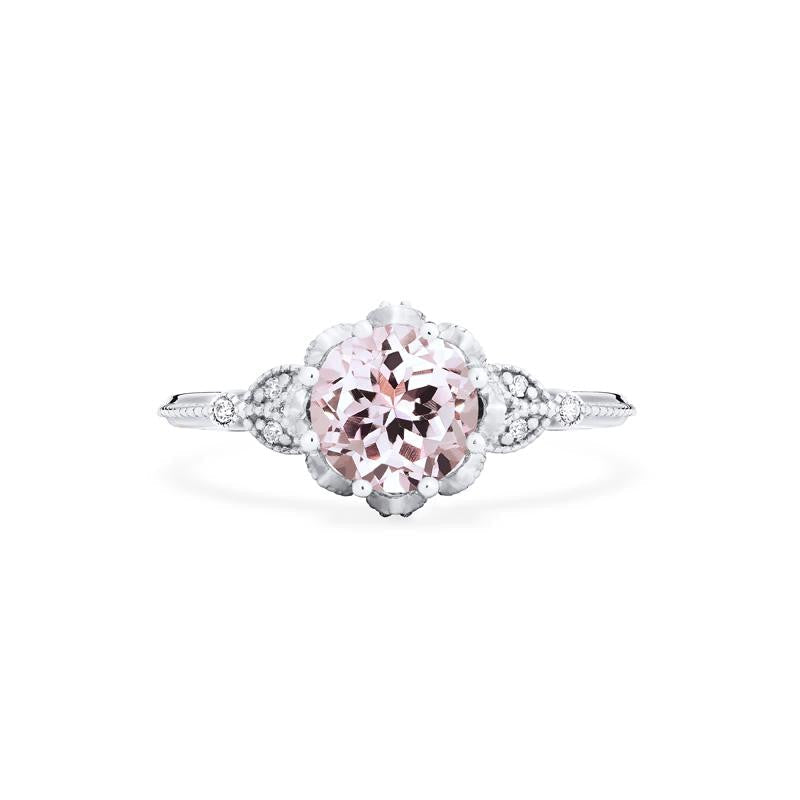 [Evanthe] Vintage Floral Engagement Ring in Morganite