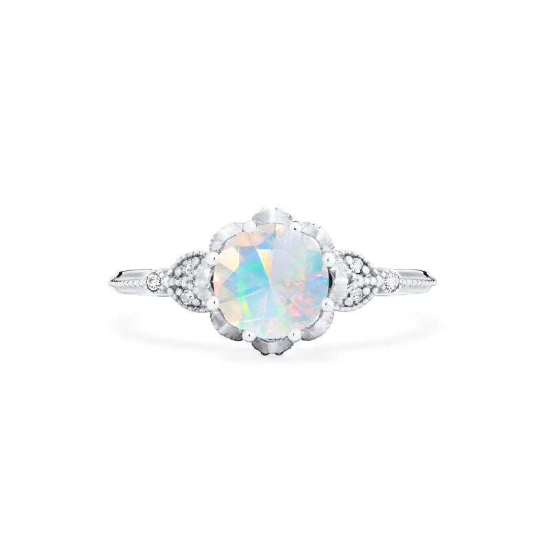 [Evanthe] Vintage Floral Engagement Ring in Opal
