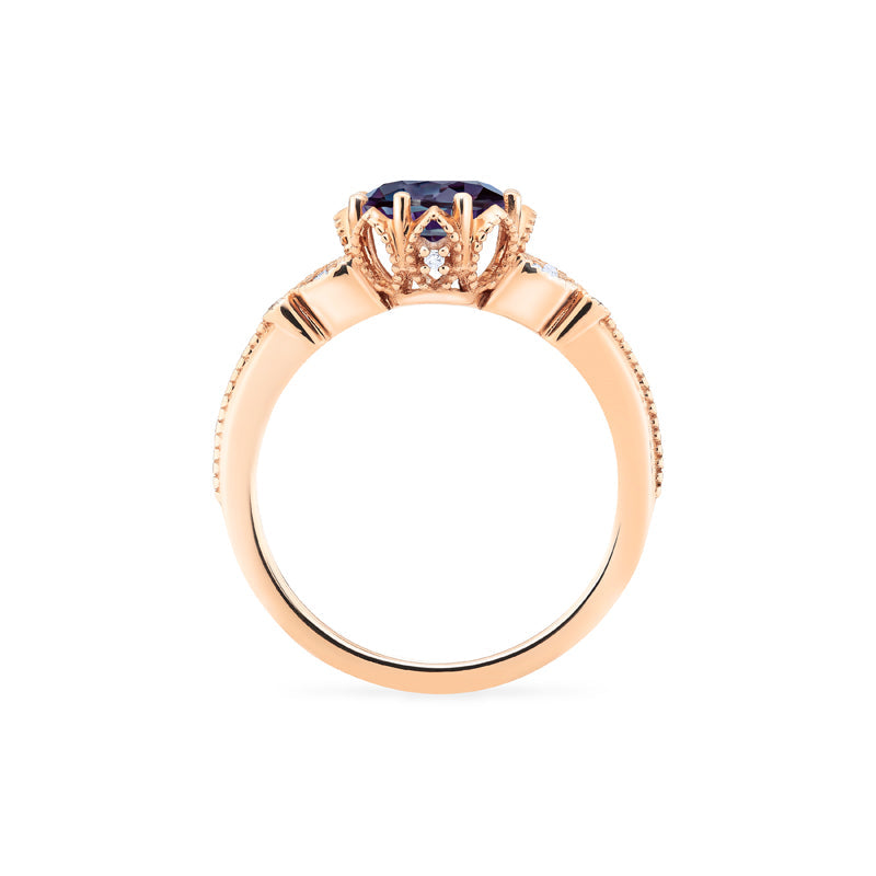 [Evanthe] Vintage Floral Engagement Ring in Lab Alexandrite