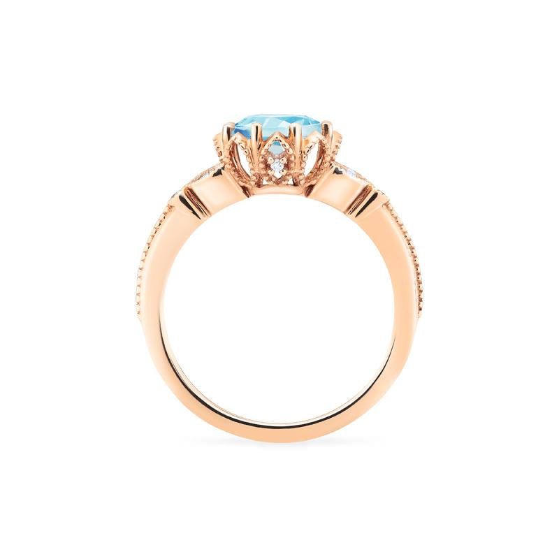 [Evanthe] Vintage Floral Engagement Ring in Aquamarine