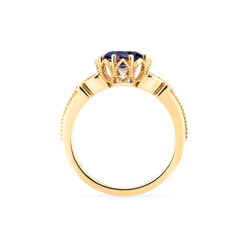 [Evanthe] Vintage Floral Engagement Ring in Lab Alexandrite
