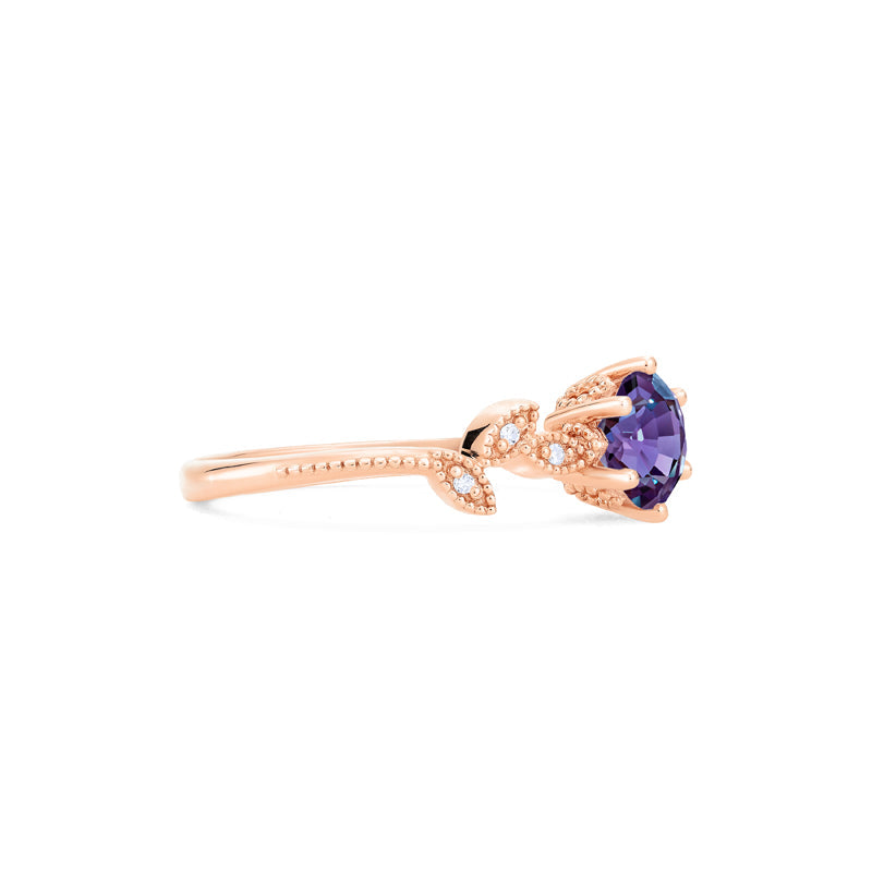 [Dahlia] Petite Floral Engagement Ring in Lab Alexandrite