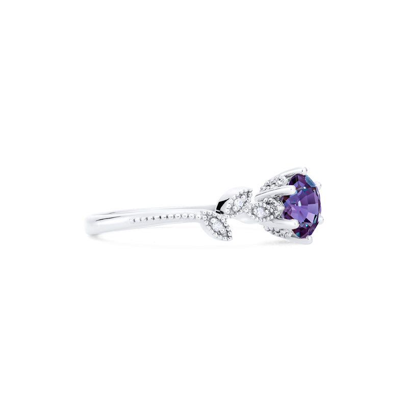 [Dahlia] Petite Floral Engagement Ring in Lab Alexandrite