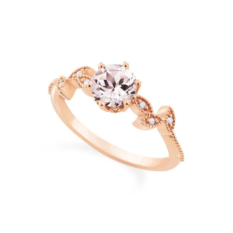 [Dahlia] Petite Floral Engagement Ring in Morganite