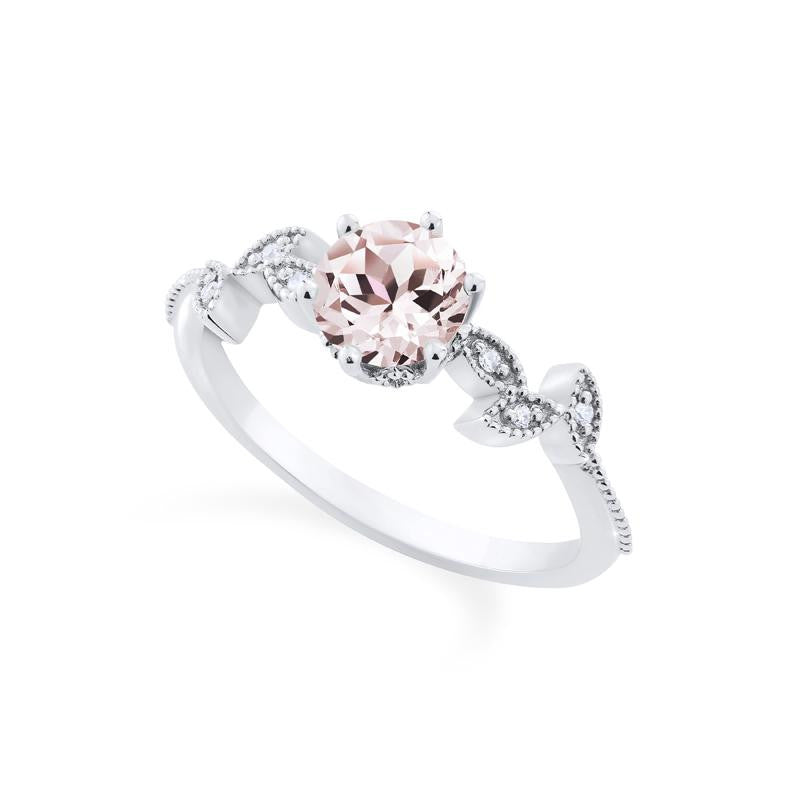 [Dahlia] Petite Floral Engagement Ring in Morganite