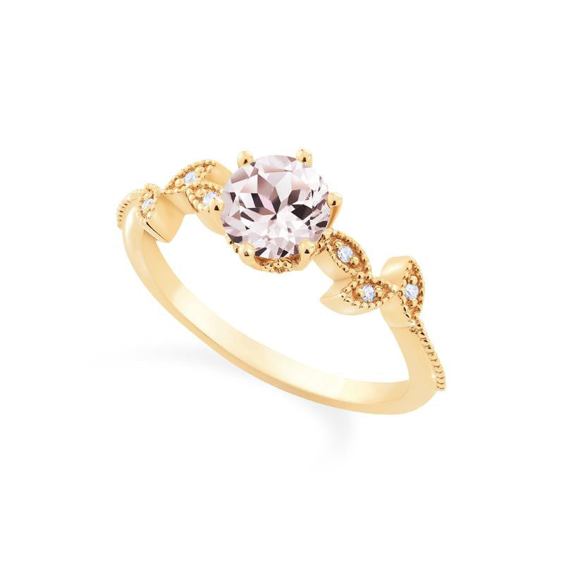 [Dahlia] Petite Floral Engagement Ring in Morganite