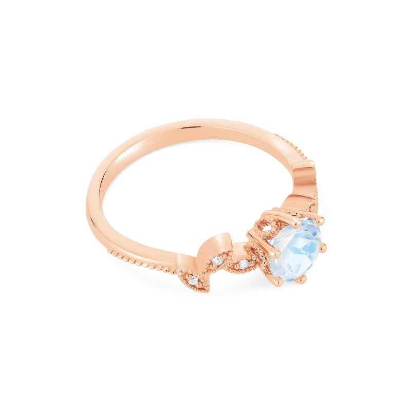 [Dahlia] Petite Floral Engagement Ring in Moonstone