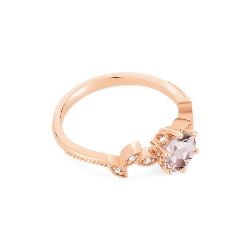 [Dahlia] Petite Floral Engagement Ring in Morganite