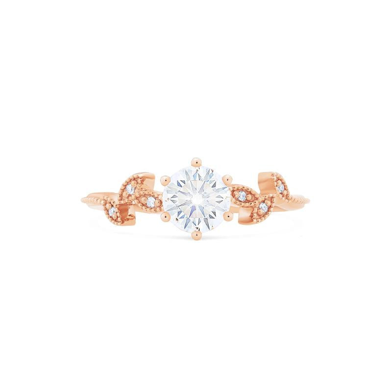 [Dahlia] Petite Floral Engagement Ring in Diamond / Moissanite