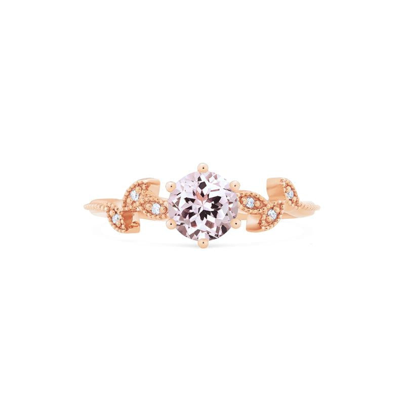 [Dahlia] Petite Floral Engagement Ring in Morganite