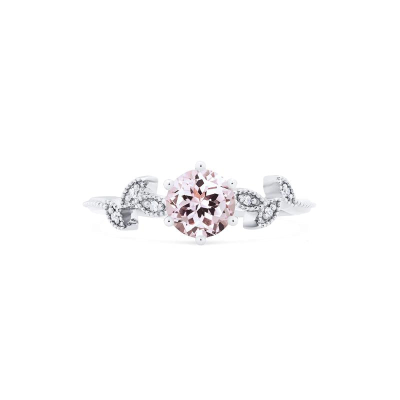 [Dahlia] Petite Floral Engagement Ring in Morganite