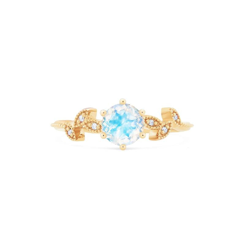 [Dahlia] Petite Floral Engagement Ring in Moonstone