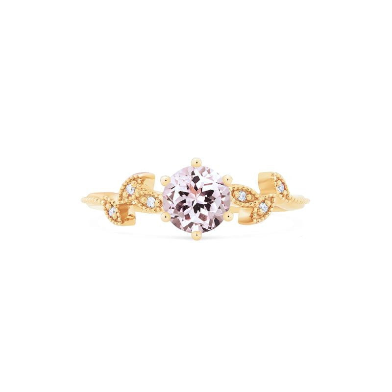 [Dahlia] Petite Floral Engagement Ring in Morganite