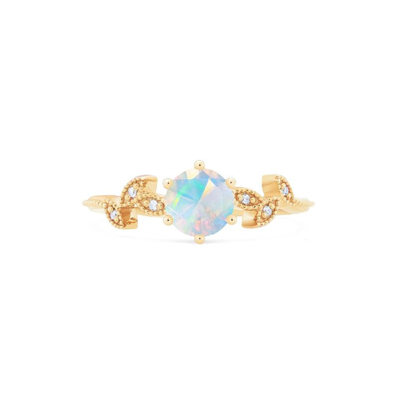 [Dahlia] Petite Floral Engagement Ring in Opal