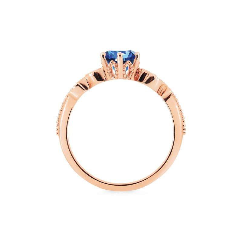 [Dahlia] Petite Floral Engagement Ring in Blue Sapphire