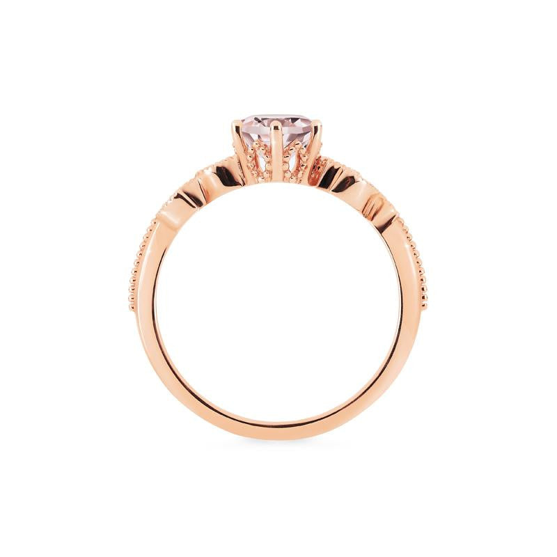 [Dahlia] Petite Floral Engagement Ring in Morganite