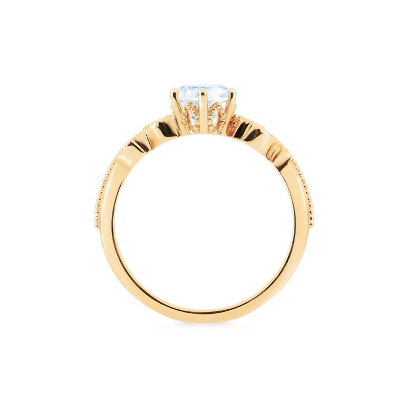 [Dahlia] Petite Floral Engagement Ring in Moonstone